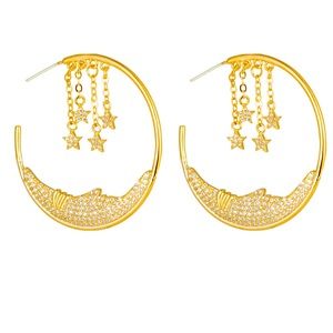 Eye Candy crescent moon and dangling stars earrings